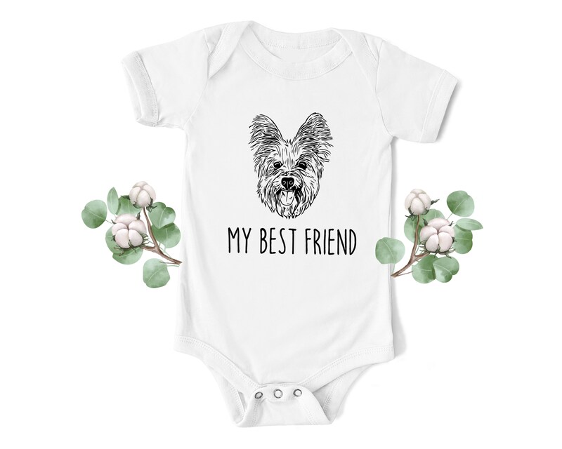 WHITE Custom Pet Face Baby One Piece | Personalized Dog Cat Portrait | My Best Friend Romper | Dad Mom Animal Gift | Shower Holiday Birthday